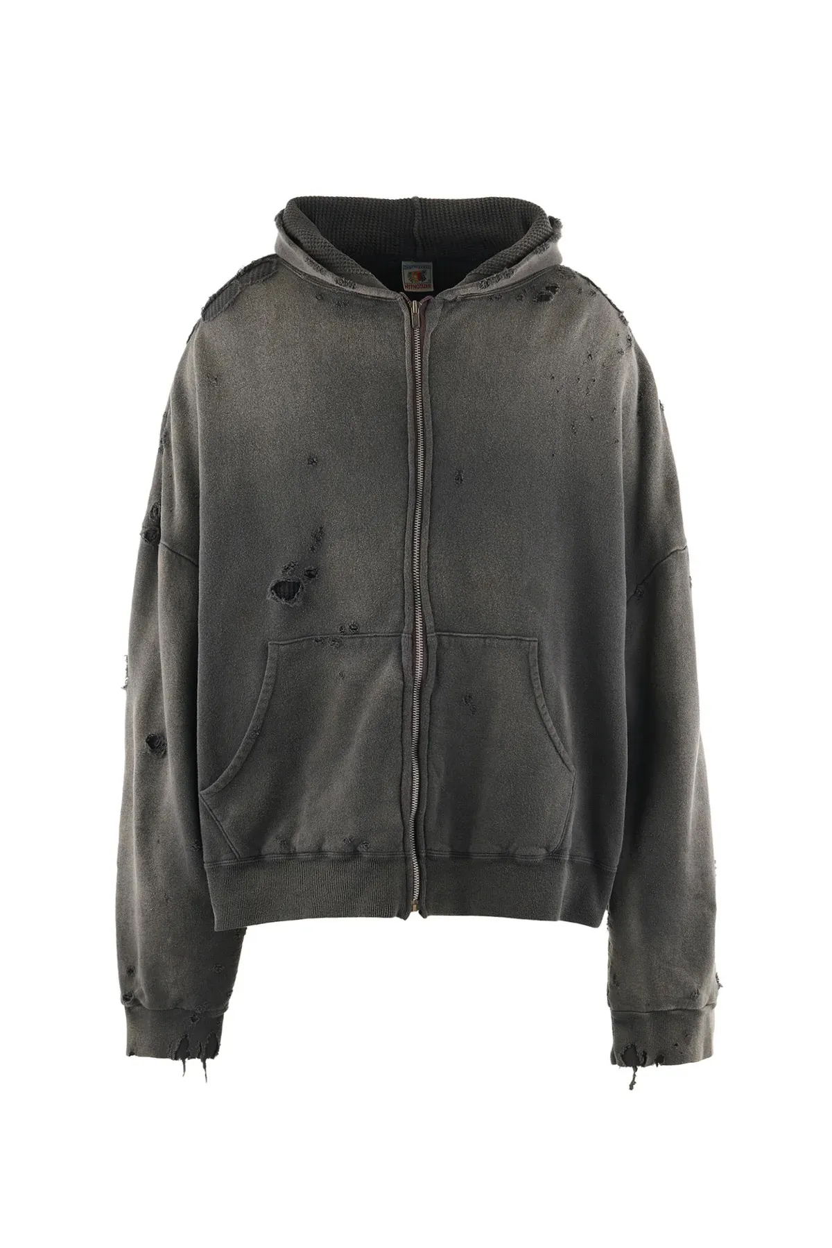 SAINT Mxxxxxx DBL FACE ZIP UP HOODIE/CHARCOAL Double-layer destroyed waffle zipper jacket, washed black S-XL, a style that has been used in the summer. After continuous fine polishing, it has finally been shipped. The finished product is simply a work of art. Super heavy washing to make the weather look old. Multiple water fades. Excessive manual wormhole damage processing. Deconstruction and reorganization embroidery technology. Custom-made zipper with LOGO. The color details of the zipper webbing are also correct. Original grade fruit main label and wash water label. Top purchasing grade. A layer of waffle fabric is added to the inner lining to make the overall texture stronger and increase the comfort and warmth of the wearer.